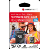 MEMORY CARD MICRO SDXC AGFA PHOTO - 64 GB - UHS-I 3 CLASSE 10 A1 VELOCITA' FINO A 80Mb/s - ADATTATORE SD INCLUSO