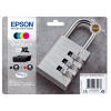 MULTIPACK 4 CARTUCCE INCHIOSTRI ORIGINALI EPSON T3596 SERIE LUCCHETTO NERO XL + COLORI XL